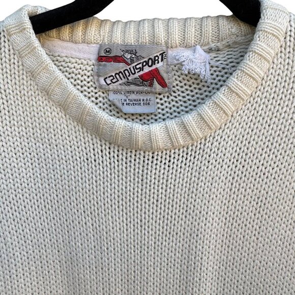 Campusport Vintage Mens Striped Crew Neck Long Sleeve Knit Academia Sweater M - Picture 4 of 8